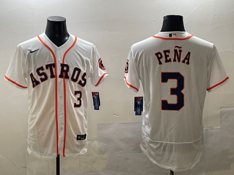 Men Houston Astros #3 Pena White Elite 2025 Nike MLB Jersey style 1->houston astros->MLB Jersey